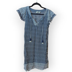 Vineyard Vines XXS Blue White Shift Dress Tassels